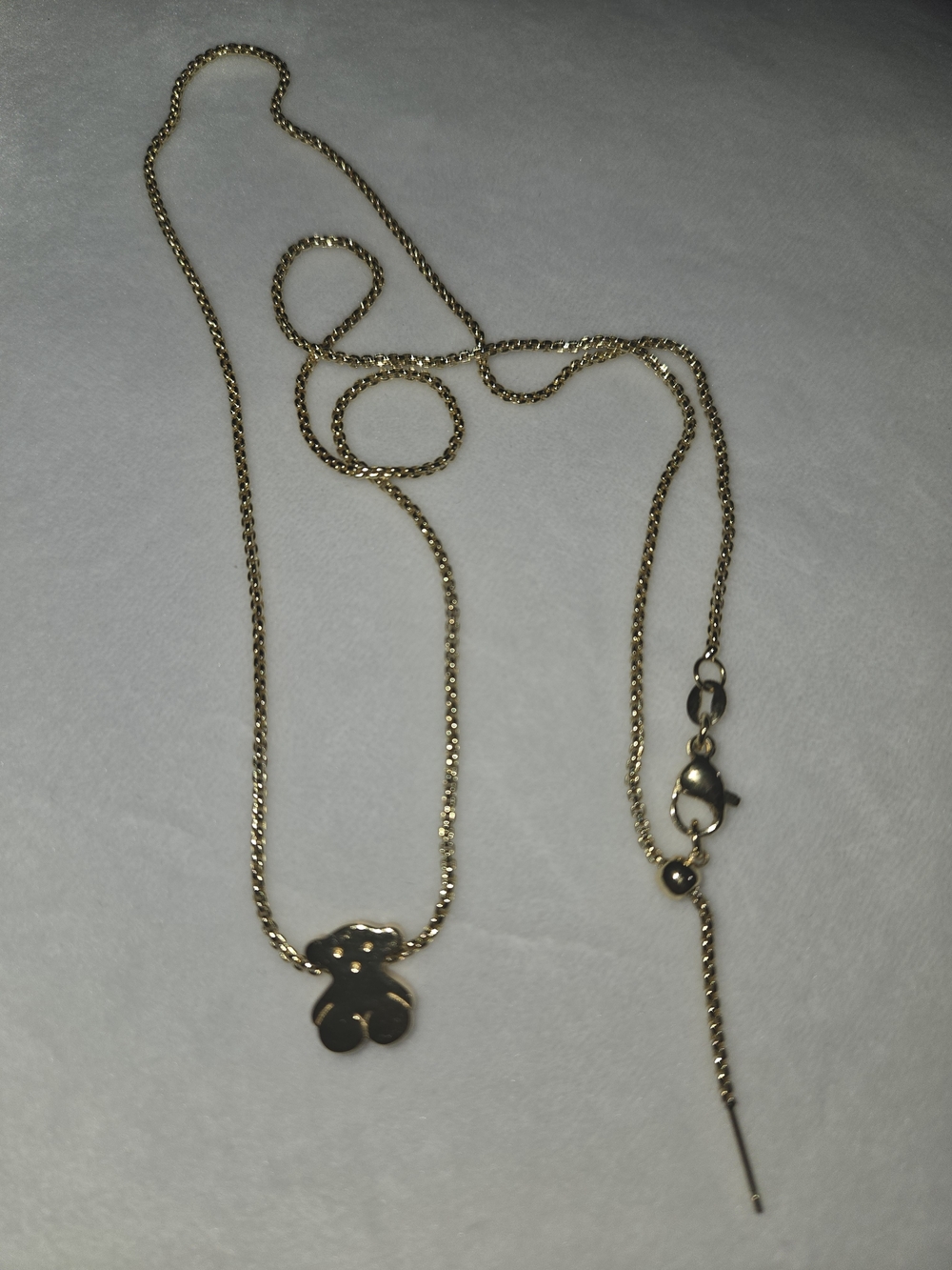 Gold Plated Adjustable 16" To 20" Delicate Gold Teddy Pendant Necklace for Women